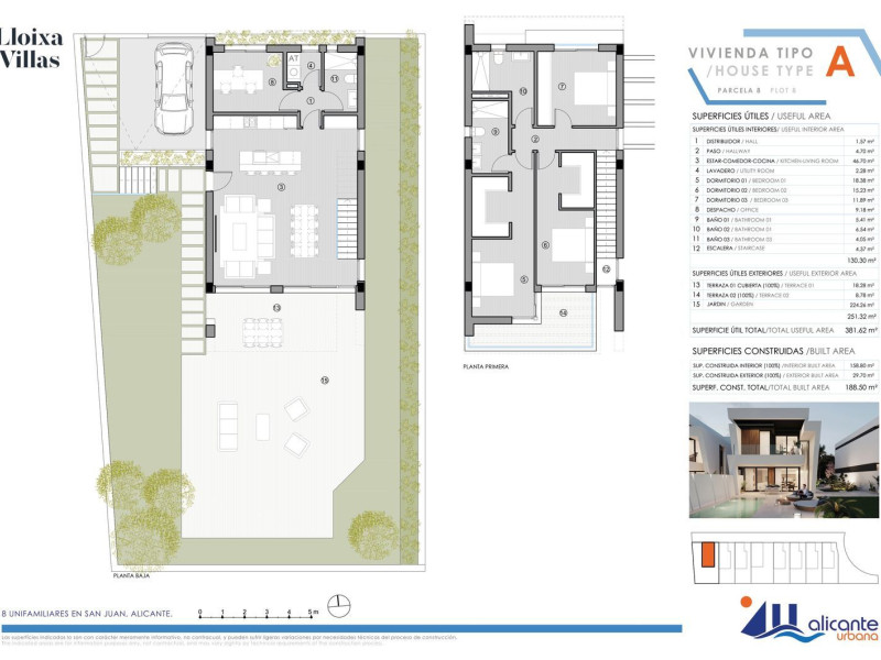 Obra nueva Residencial Lloixa Villas en San Juan de Alicante (Revista) plan 1