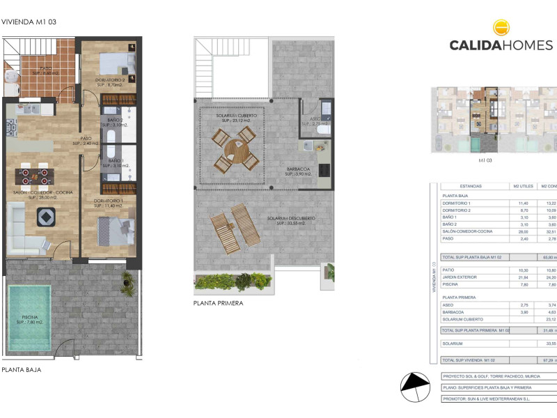 Sale of townhouse in , Torre-Pacheco plan 3