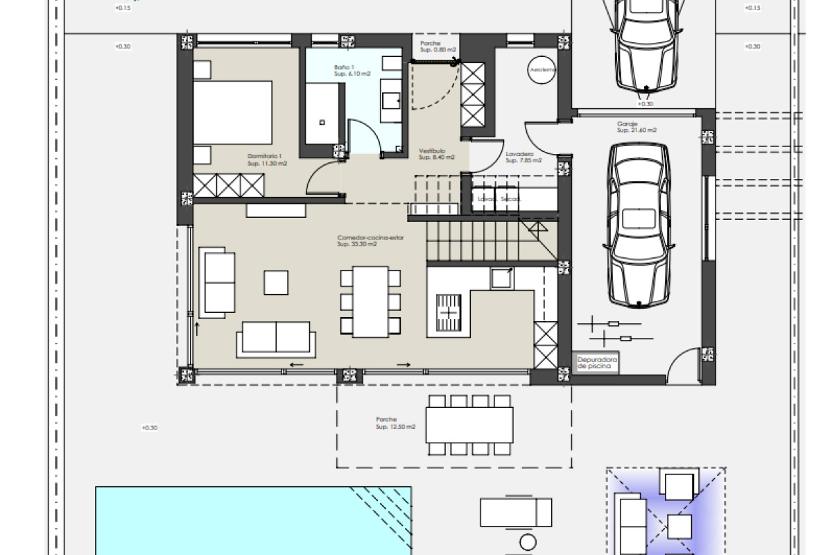 Obra nueva 2 Villas en La Torre en Pilar de la Horadada (Revista) plan 1