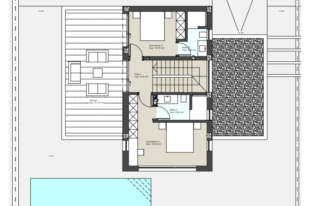 Obra nueva 2 Villas en La Torre en Pilar de la Horadada (Revista) plan 2