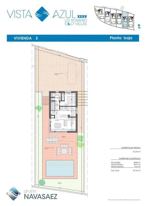 New construction VISTA AZUL XXXV LO ROMERO GOLF VILLAS in Pilar de la Horadada plan 1