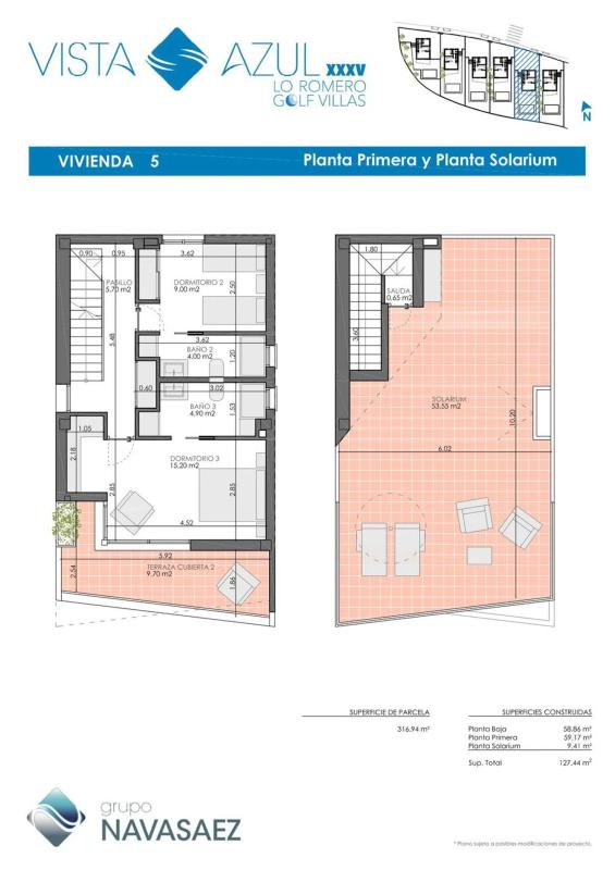 New construction VISTA AZUL XXXV LO ROMERO GOLF VILLAS in Pilar de la Horadada plan 2