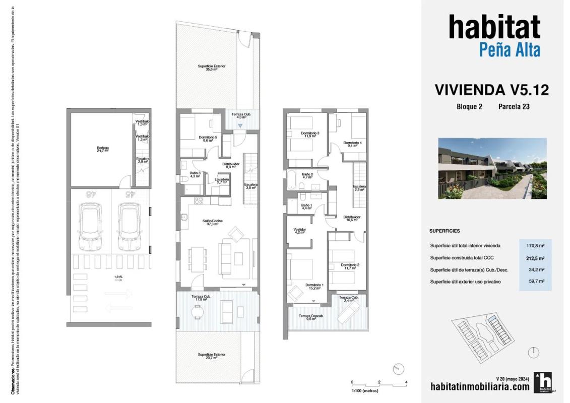 Venta de chalet adosado en  Chalet adosado en Calle de la Pitera s/n, Vistahermosa, Alicante / Alacant , Alicante / Alacant plan 2