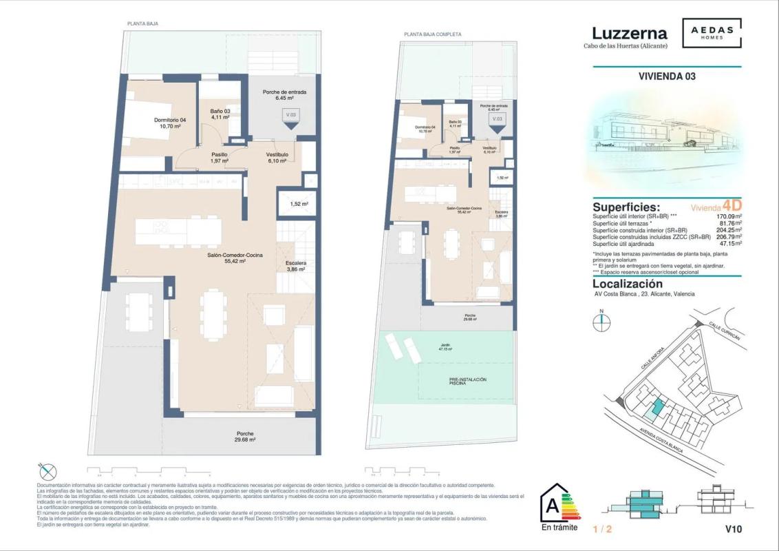 Obra nueva Chalet adosado en avenida de la Costa Blanca, 23 en Alicante / Alacant (Revista) plan 1