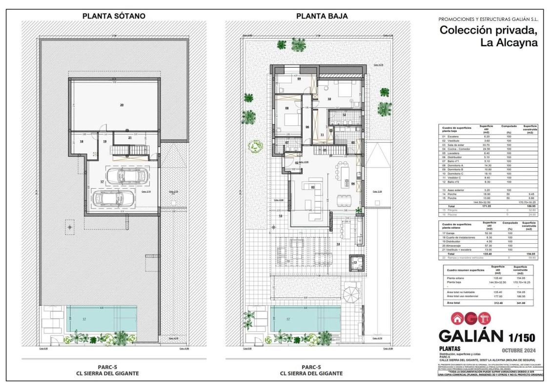 Obra nueva VIVIENDA UNIFAMILIAR AISLADA EN LA ALCAYNA en Molina de Segura (Revista) plan 1
