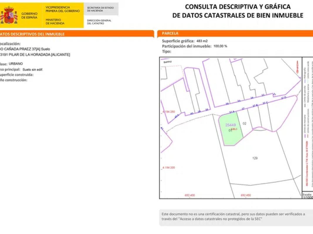 Участок земли на продажу в Пилар де ла Орадада, Аликанте plan 2