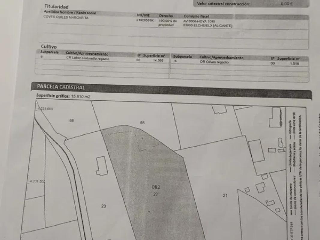 Land for sale in Elche / Elx, Alicante plan 1