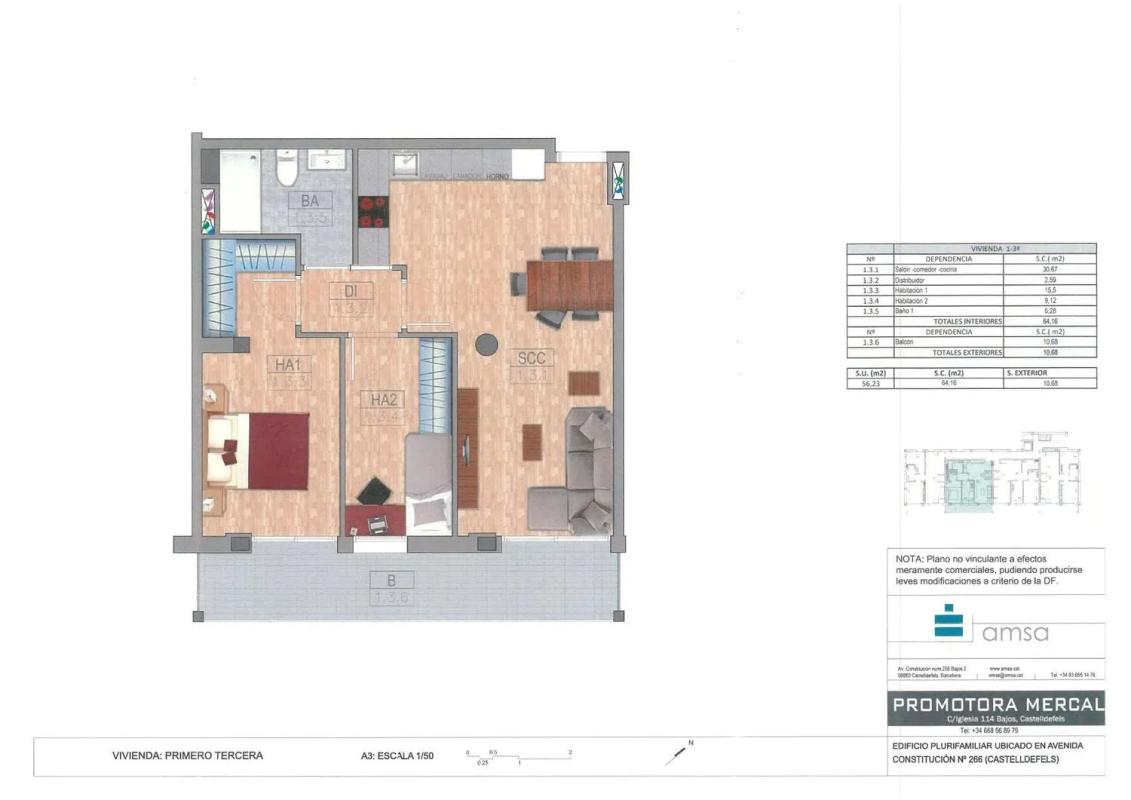 Obra nueva Avenida Constitución 266 en Castelldefels (Revista) plan 1