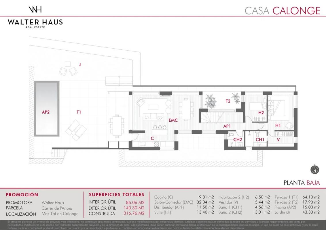 Obra nueva Exclusivo chalet en venta en Calonge en Calonge (Revista) plan 1