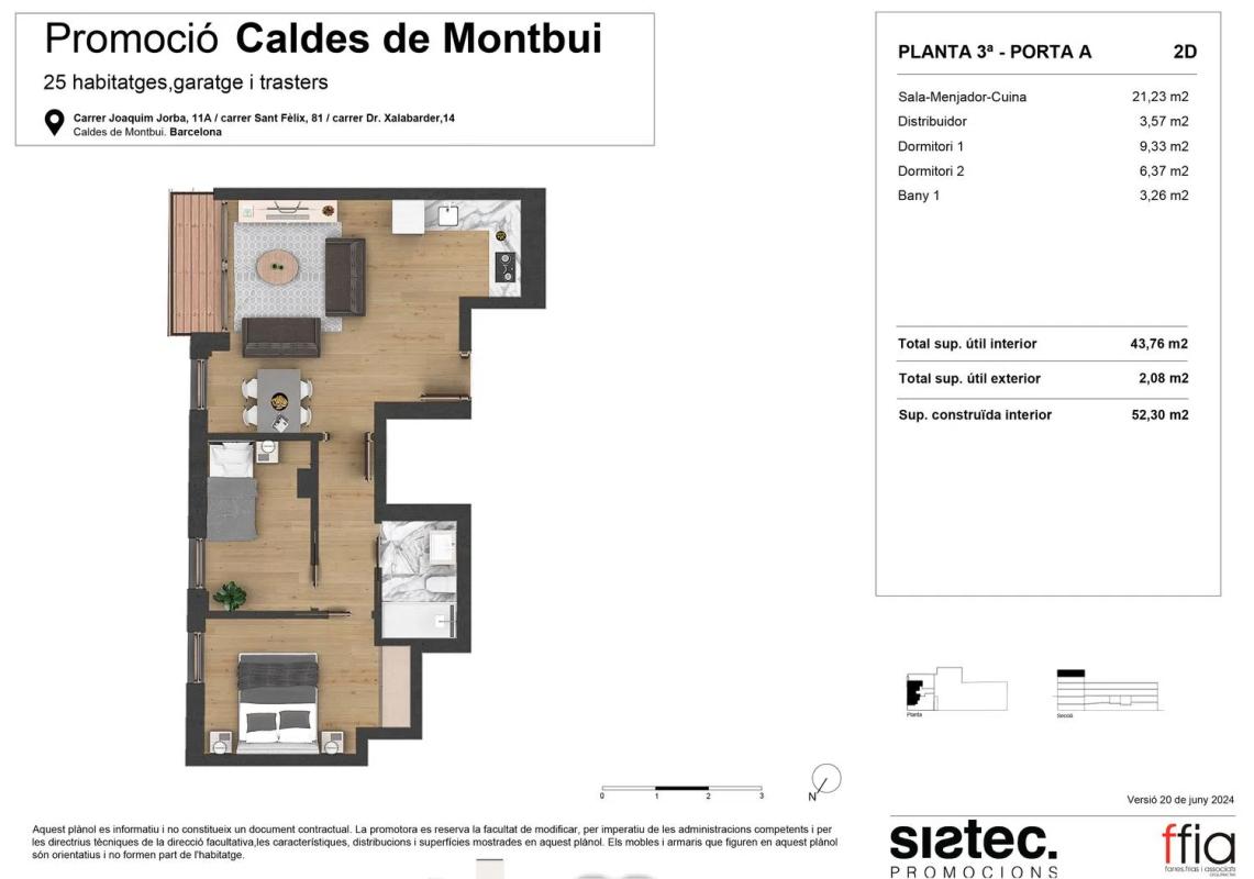 Venta de piso en Joaquim Jorba, 11, Caldes de Montbui
 plan 3