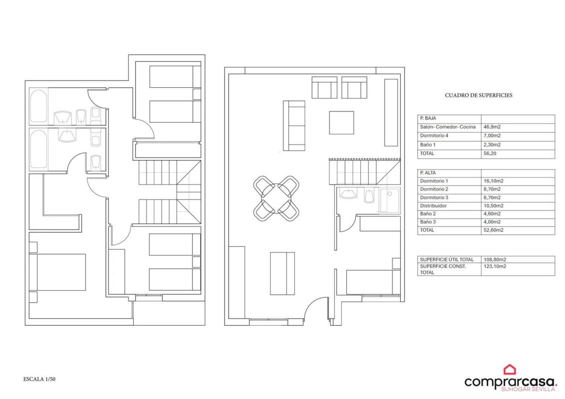 Venta de chalet adosado en Calle Santa Rita s/n , La Puebla del Rio plan 1