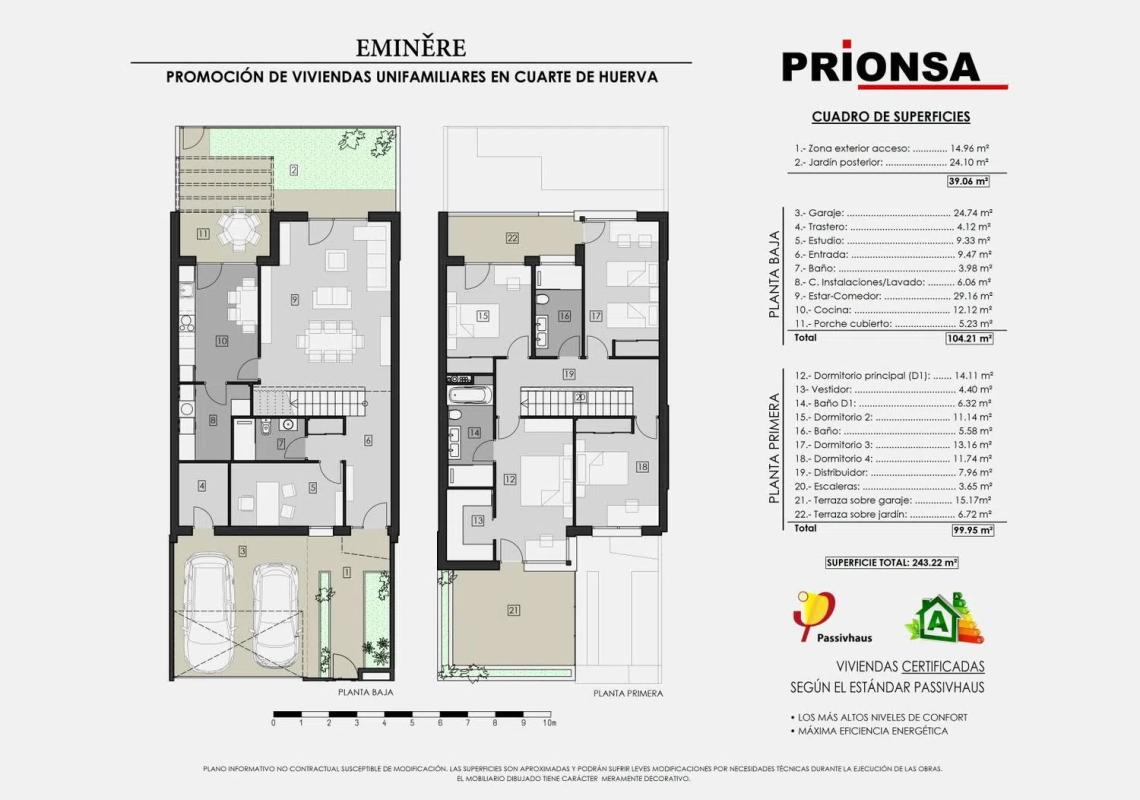 Obra nueva Casas Pasivas Eminěre en Cuarte de Huerva (Revista) plan 1