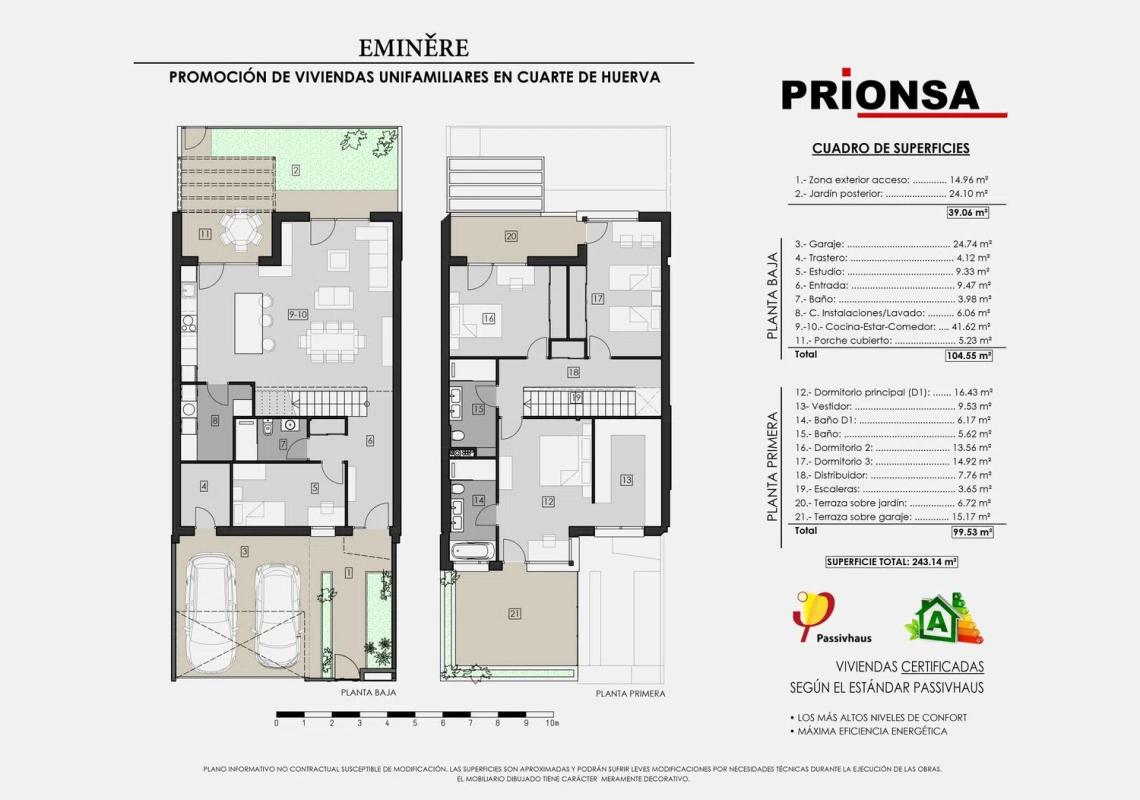 Obra nueva Casas Pasivas Eminěre en Cuarte de Huerva (Revista) plan 3