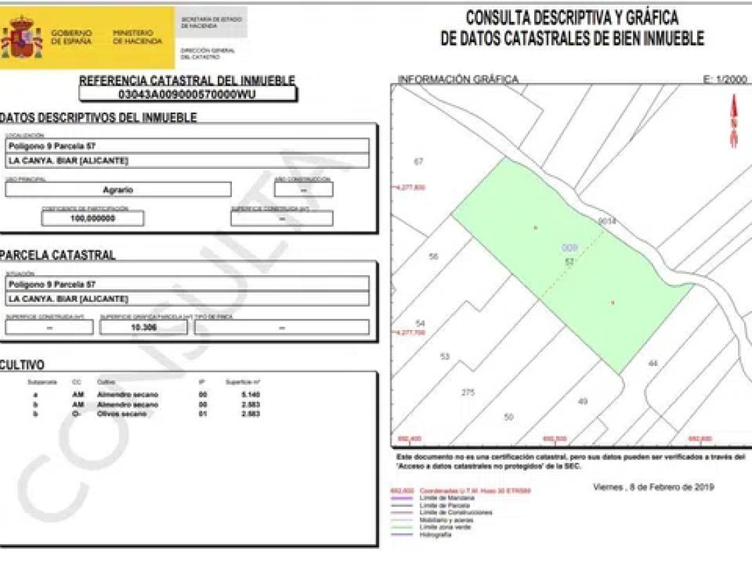 Terreno en venta en Cañada, Alicante plan 1