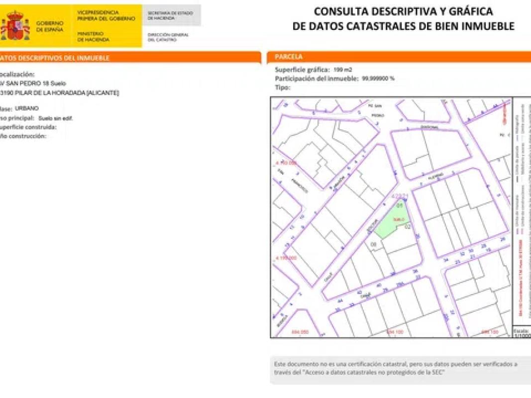 Участок земли на продажу в Пилар де ла Орадада, Аликанте plan 1