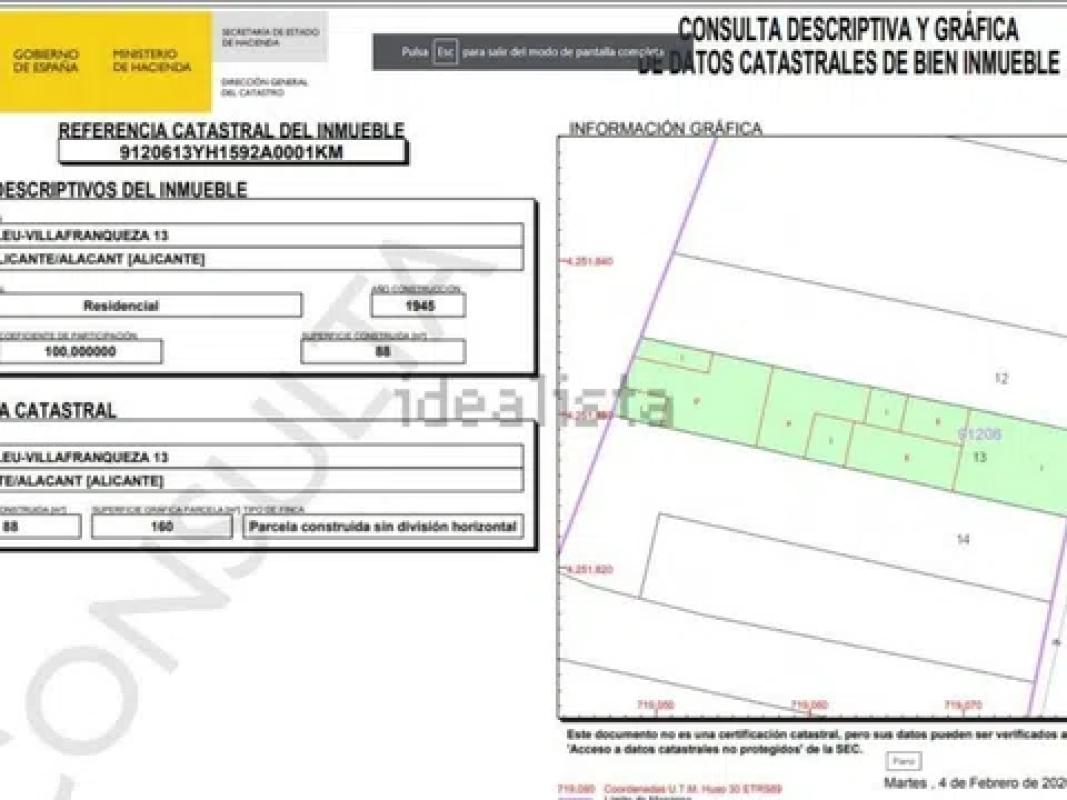 Land for sale in Alicante, Alicante plan 1