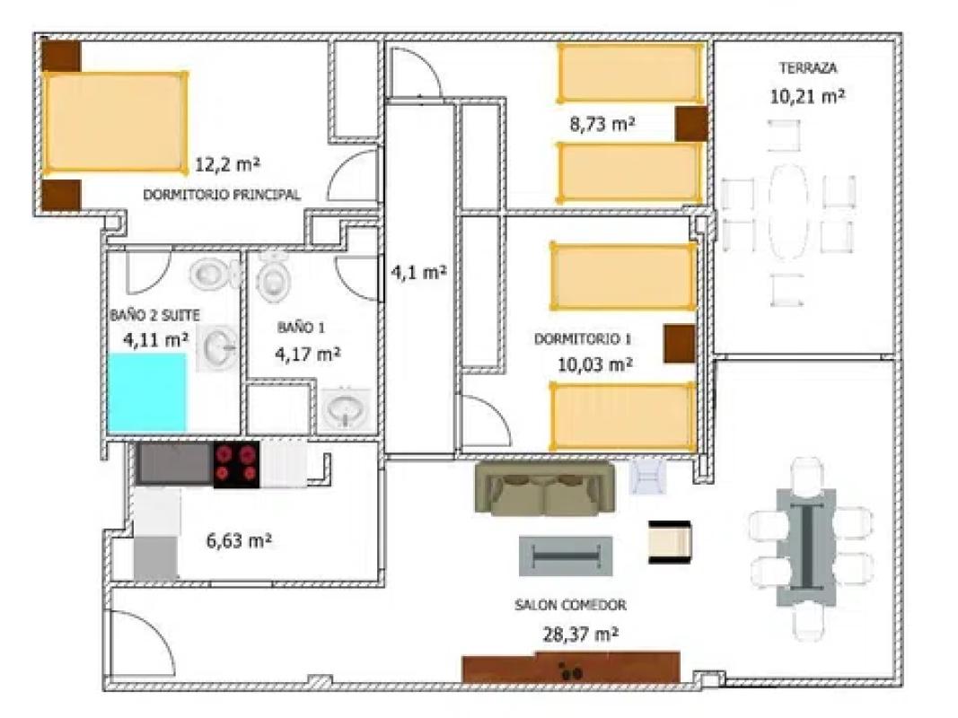 Venta de piso en Avenida de Niza, Alicante / Alacant
plan 1