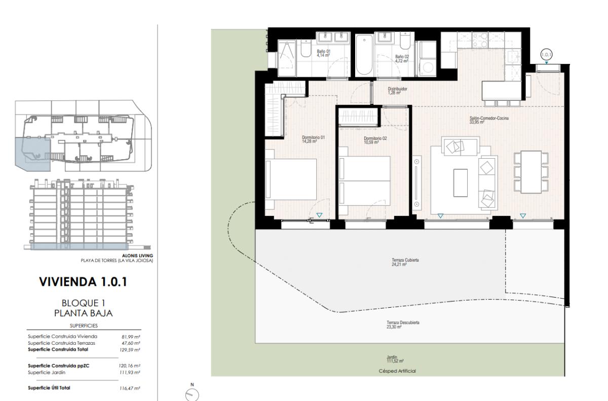 Obra nueva Alonis Living Playa del Torres en La Villajoyosa / Vila Joiosa (Revista) plan 3