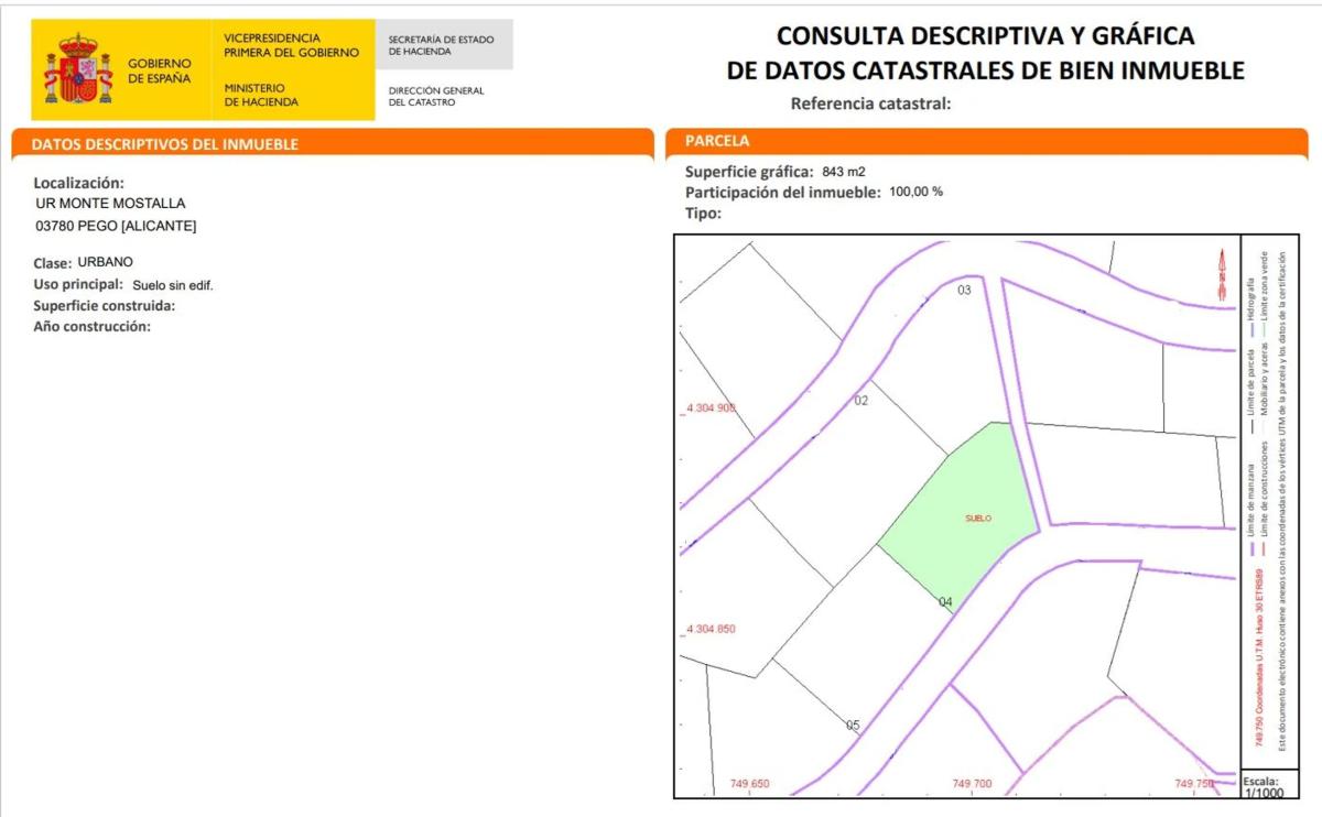 Terreno en venta en Pego, Alicante plan 1