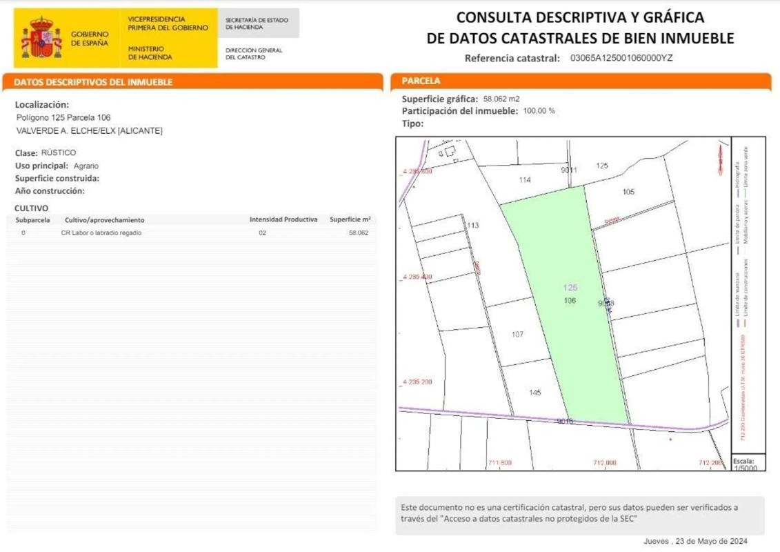 Land for sale in Elche / Elx, Alicante plan 2