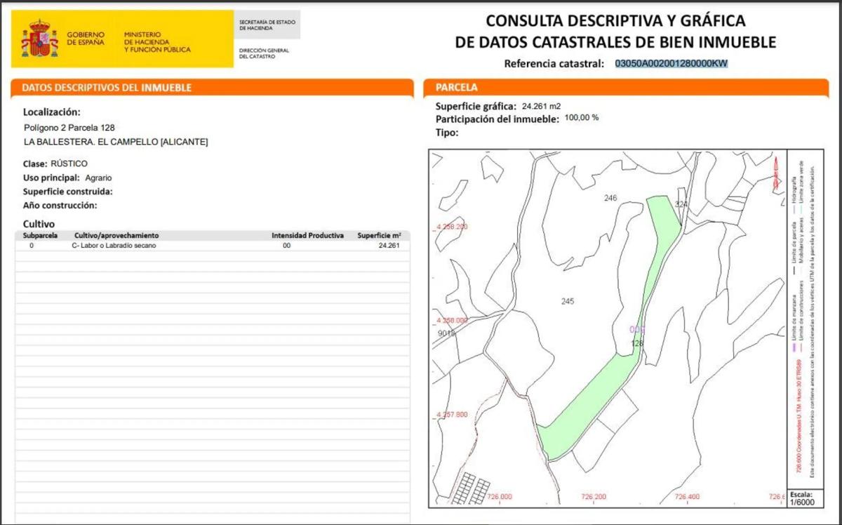 Terreno en venta en El Campello, Alicante plan 1