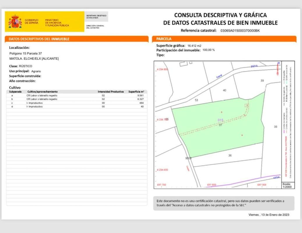 Terreno en venta en Elche / Elx, Alicante plan 1