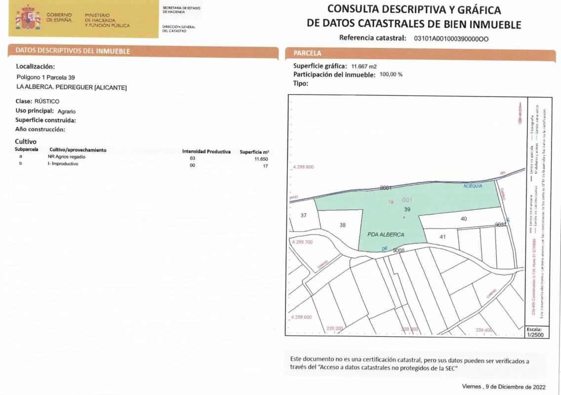 Terreno en venta en Pedreguer, Alicante plan 1