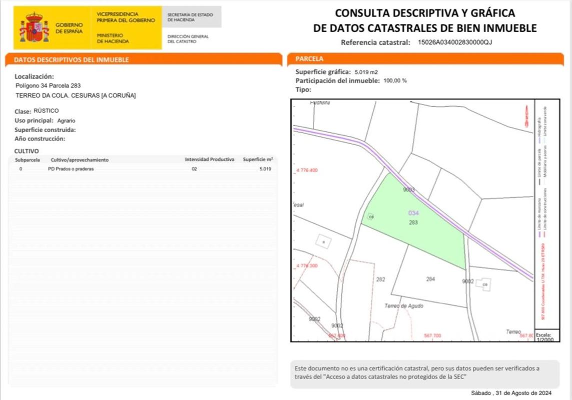 Land for sale in Oza-Cesuras, A Coruña plan 3