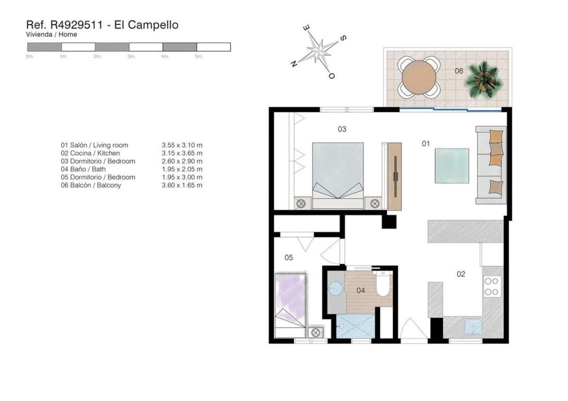 Продажа квартиры на Avenida Jaime I el Conquistador, Эль Кампельо
plan 1