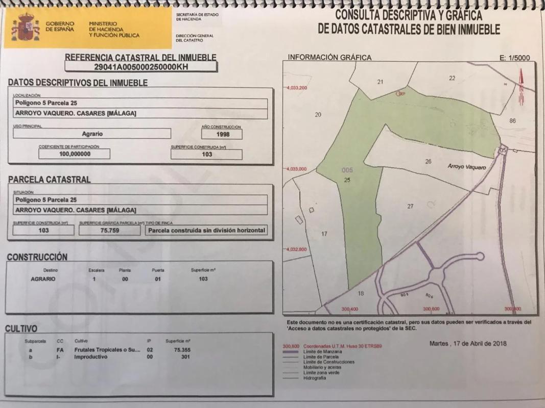 Terreno en venta en Casares, Malaga plan 2
