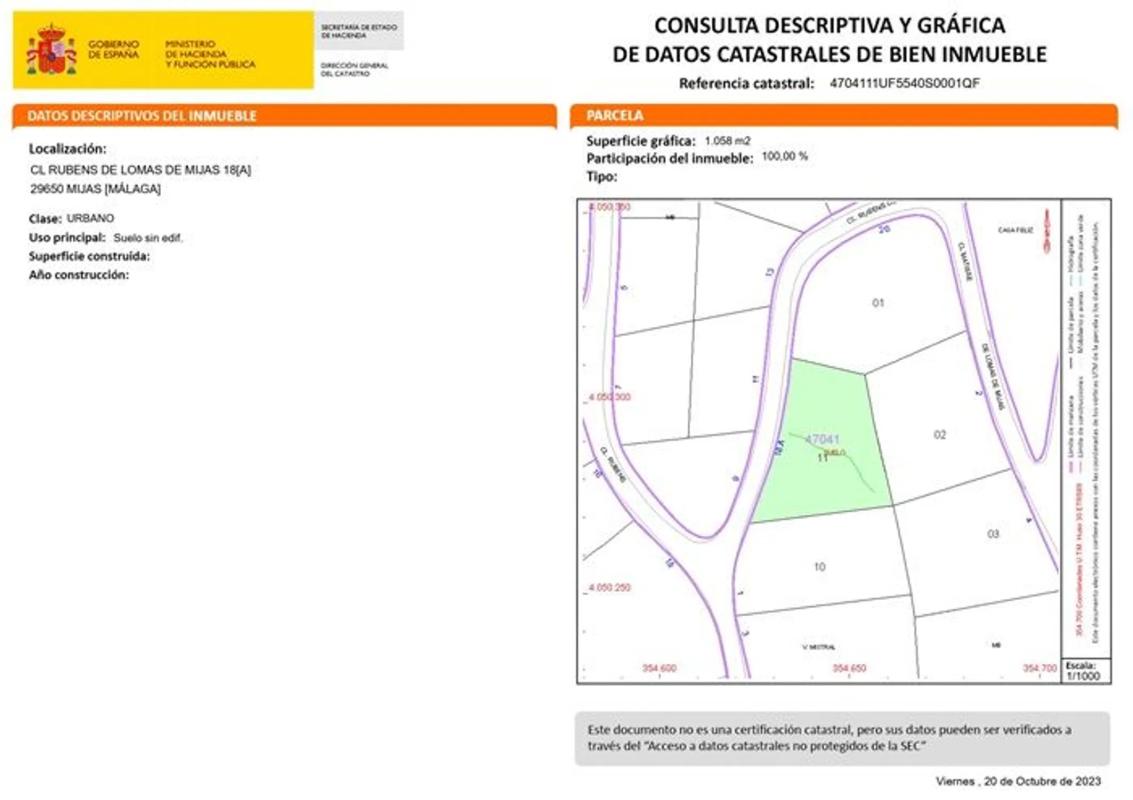 Terreno en venta en Mijas, Malaga plan 1