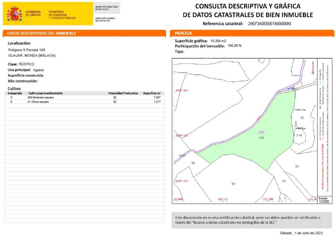 Terreno en venta en Monda, Malaga plan 1