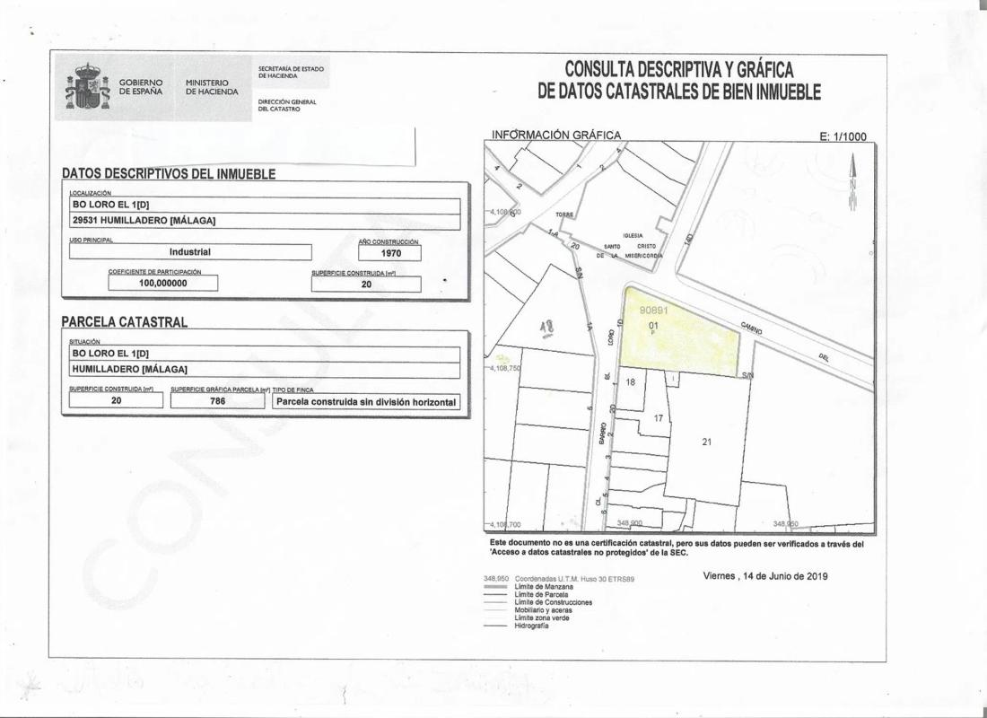 Terreno en venta en Humilladero, Malaga plan 1
