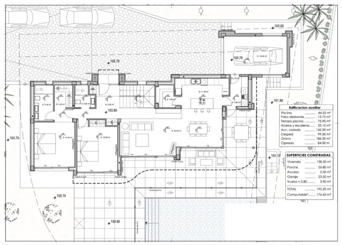 Obra nueva Benilloba, 2 en Moraira (Revista) plan 1