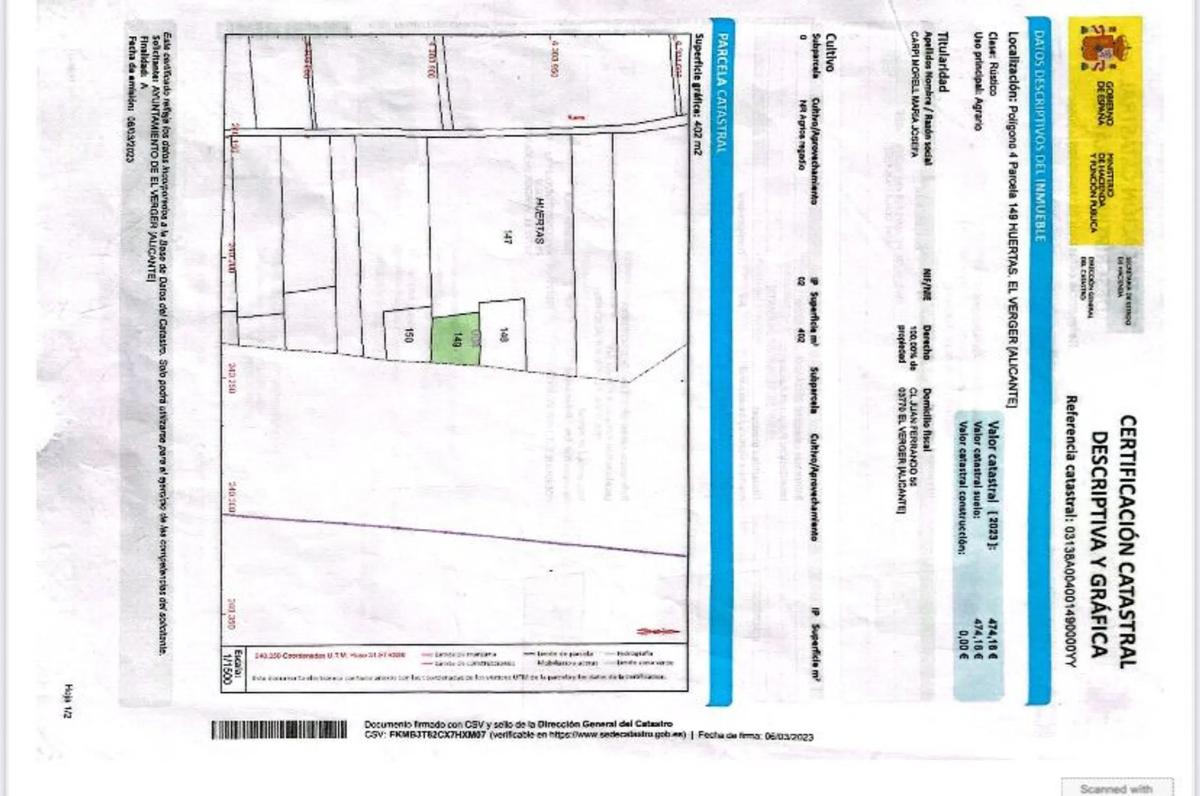 Działka na sprzedaż w El Verger, Alicante plan 1