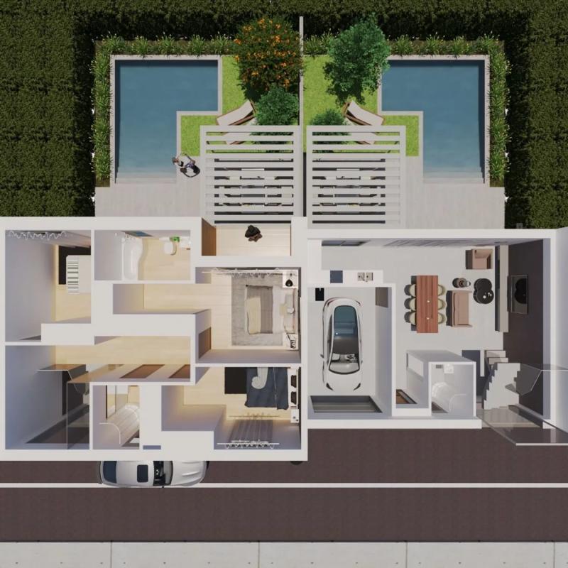 Obra nueva Casas adosadas en Mont-ras en Mont-Ras (Revista) plan 1