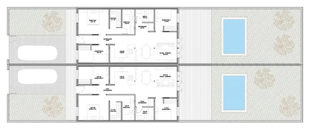 Obra nueva Autopromoción de 6 viviendas adosadas en Argés (Revista) plan 1