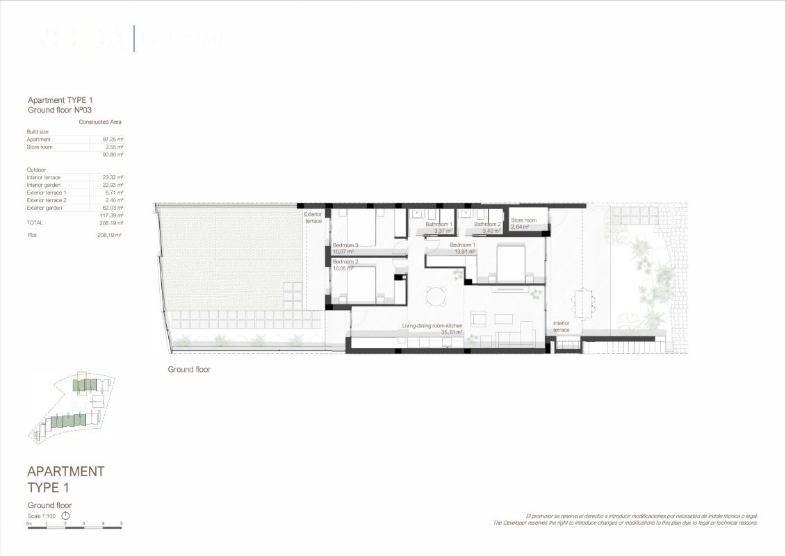 Obra nueva RODA RESIDENCES FI en San Javier (Revista) plan 3