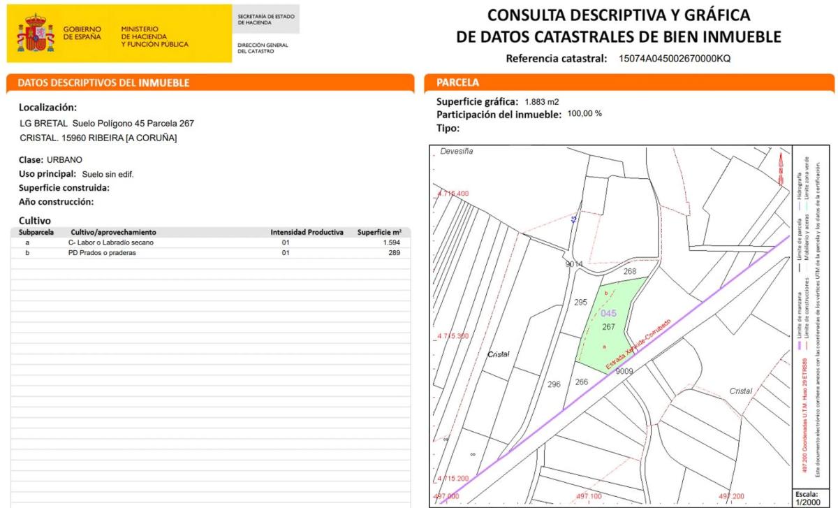 Terreno en venta en Ribeira, A Coruña plan 1
