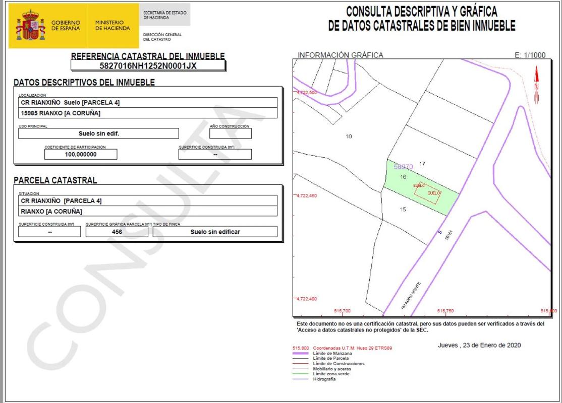 Terreno en venta en Rianxo, A Coruña plan 1