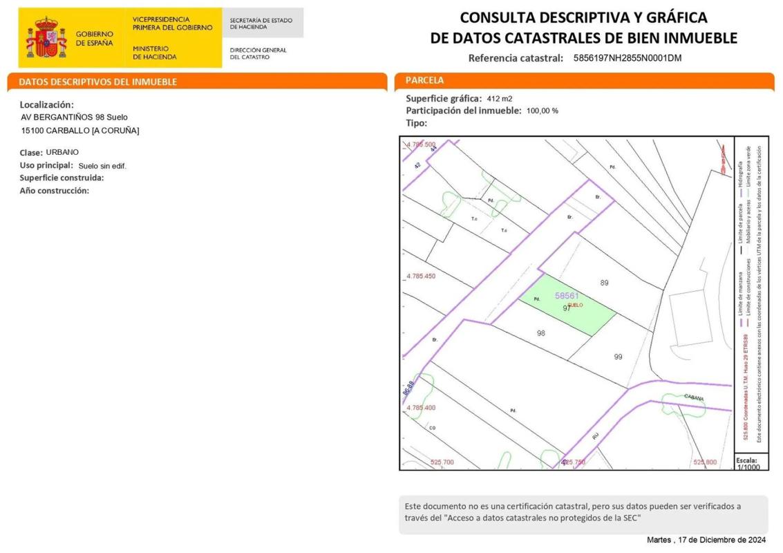 Terreno en venta en Carballo, A Coruña plan 1
