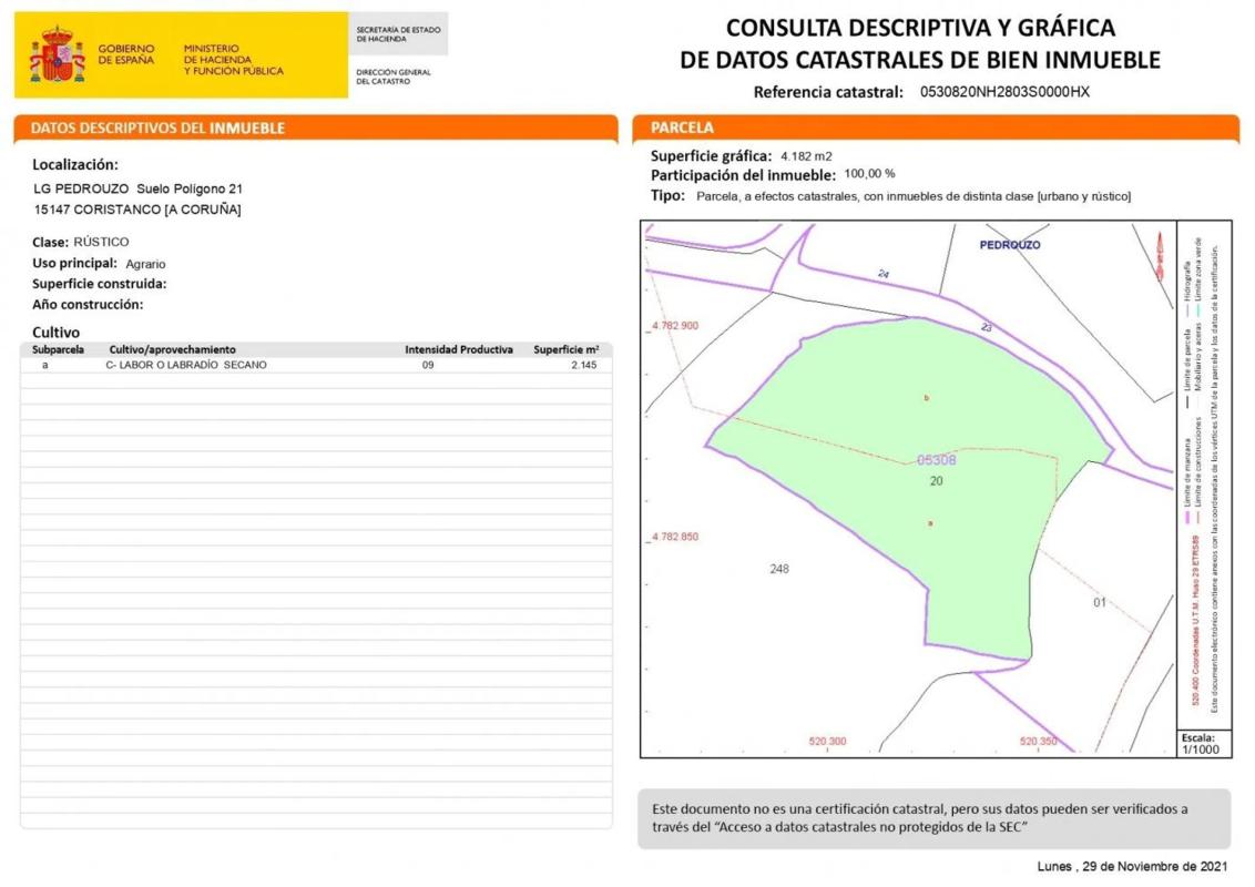 Land for sale in Coristanco, A Coruña plan 1