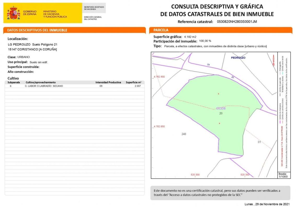 Land for sale in Coristanco, A Coruña plan 2