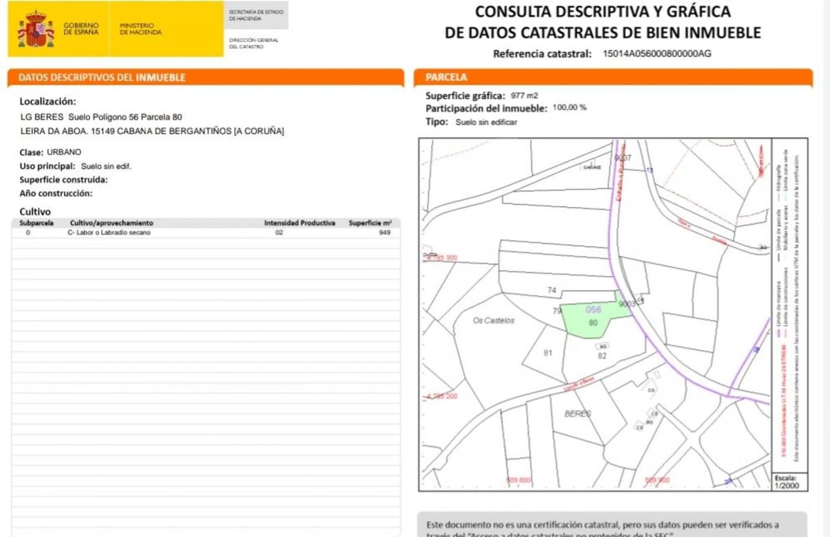 Terreno en venta en Cabana de Bergantiños, A Coruña photo 2