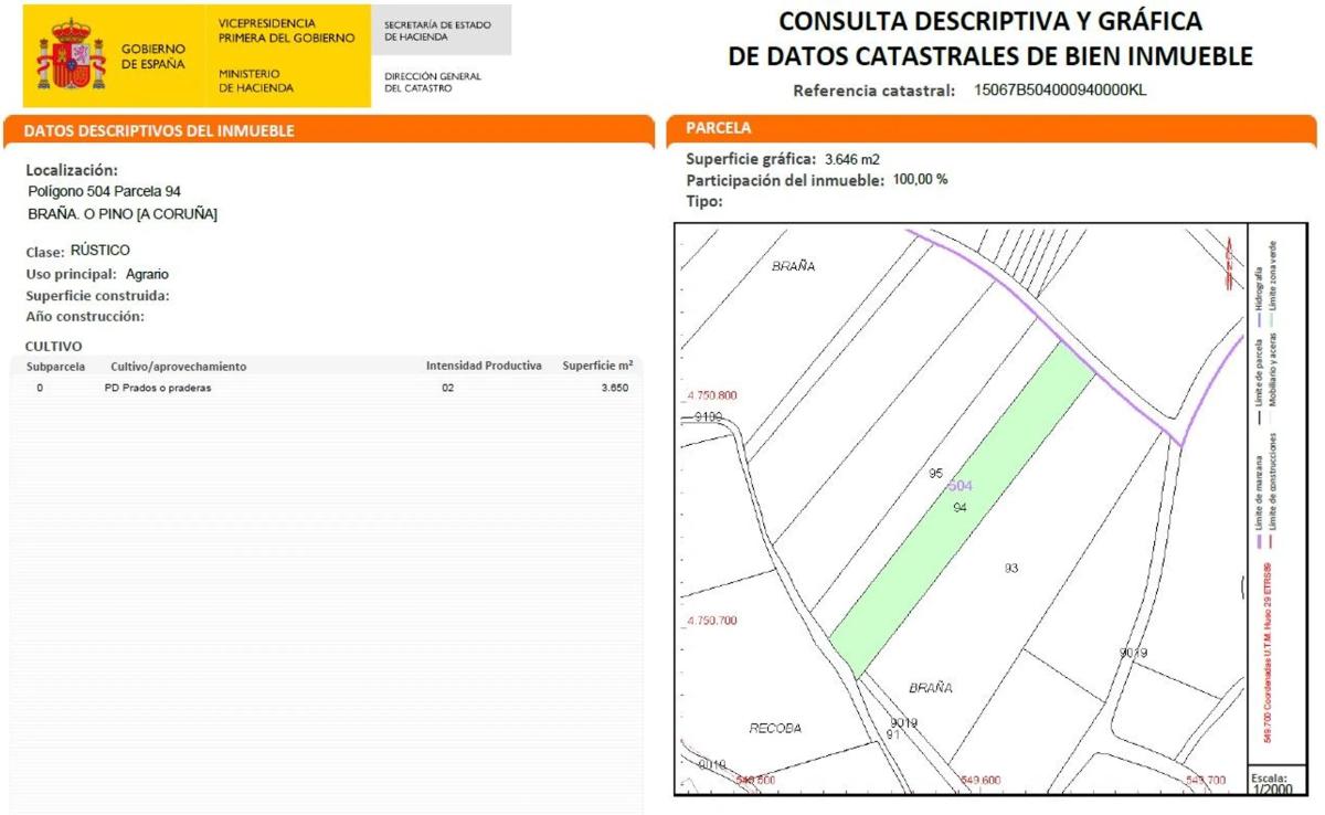 Działka na sprzedaż w O Pino, A Coruña plan 1
