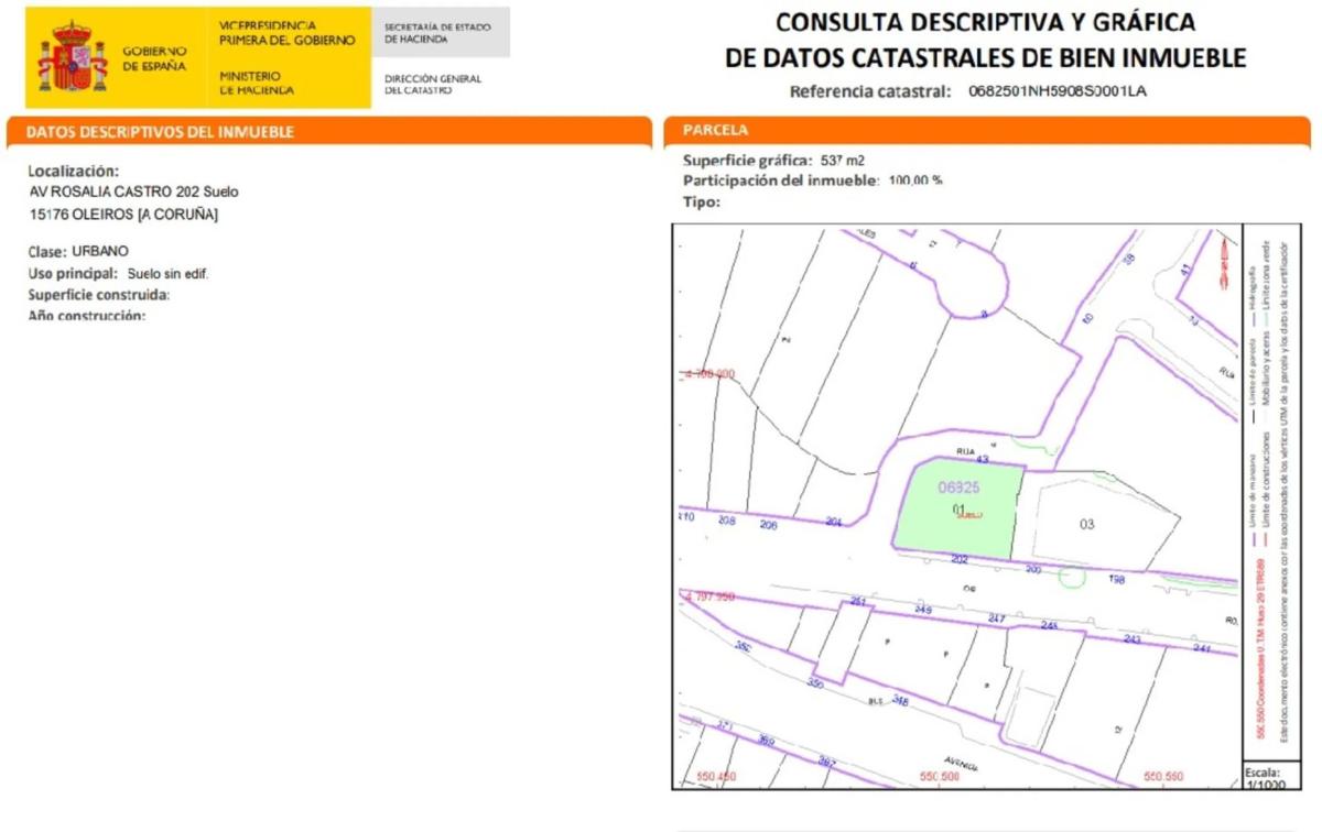 Terreno en venta en Oleiros, A Coruña plan 1