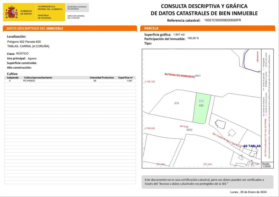 Land for sale in Carral, A Coruña plan 1