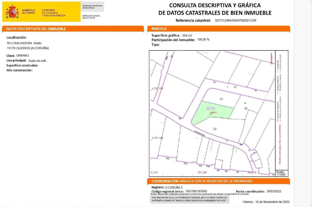 Land for sale in Oleiros, A Coruña plan 1