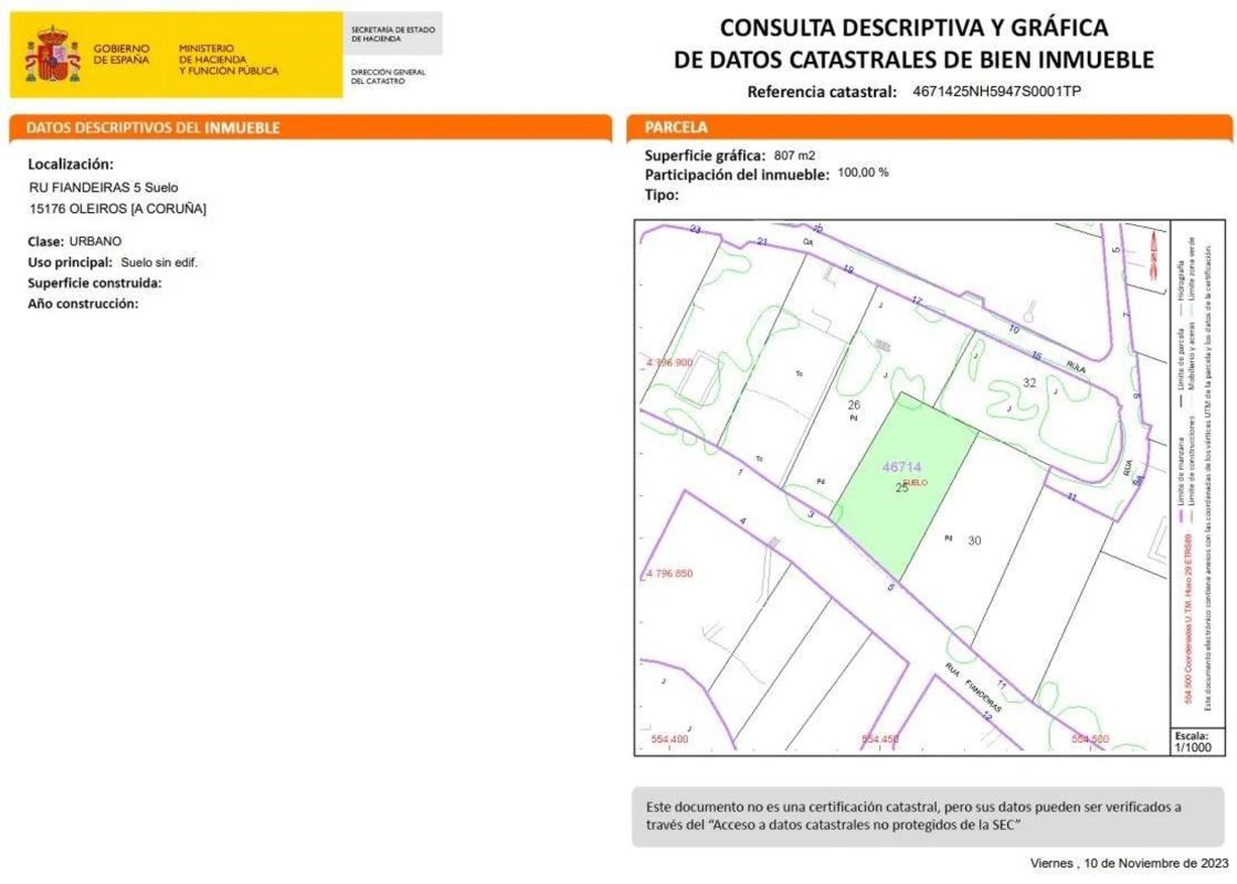 Terreno en venta en Oleiros, A Coruña plan 1
