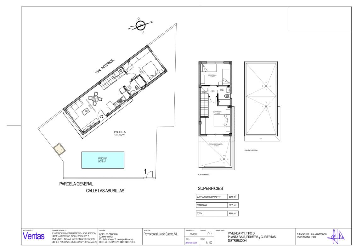 Obra nueva Laguna Rosa Villas en Torrevieja (Revista) plan 3